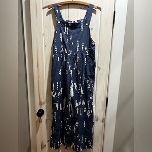 Navy and White Women's Jumpsuit/overalls